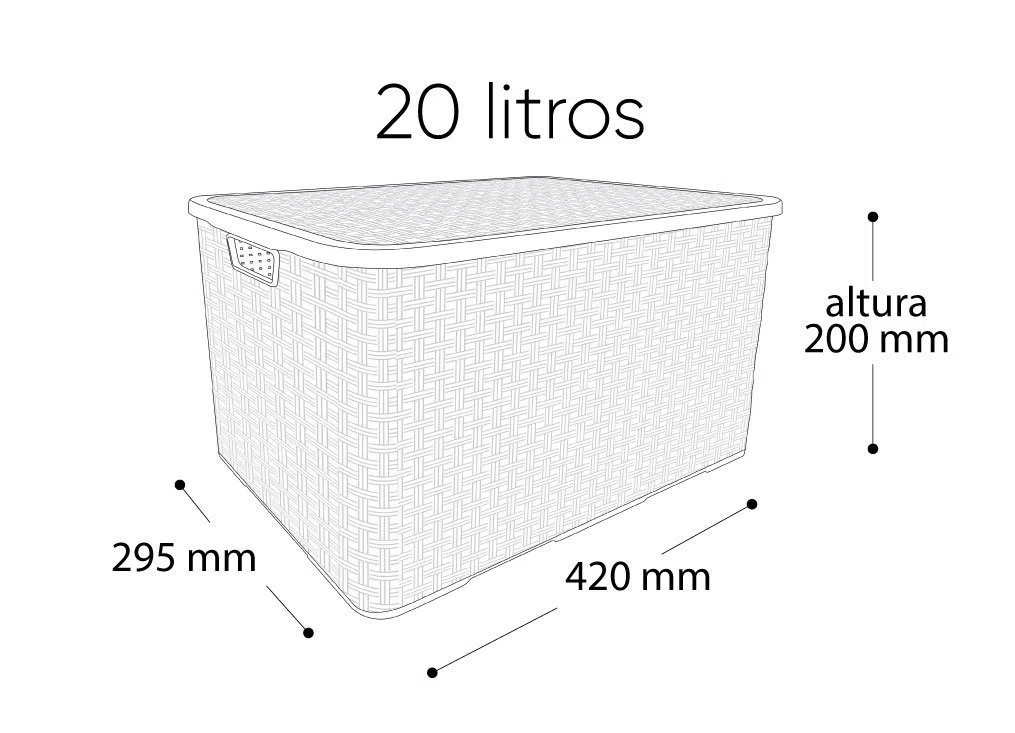 Organizador Rattan 20lts C Tampa Marrom 25597 Arqplast