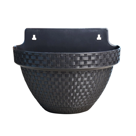Vaso Parede Meia Lua Rattan Preta 3l 25818 Arqplast