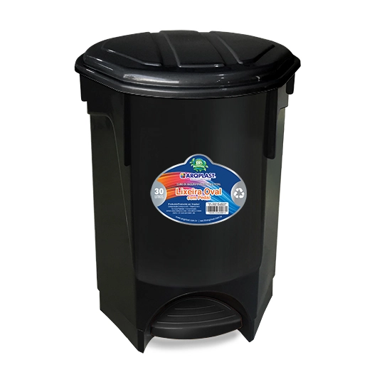 Lixeira C/pedal 30l Preto Oval Arqplast