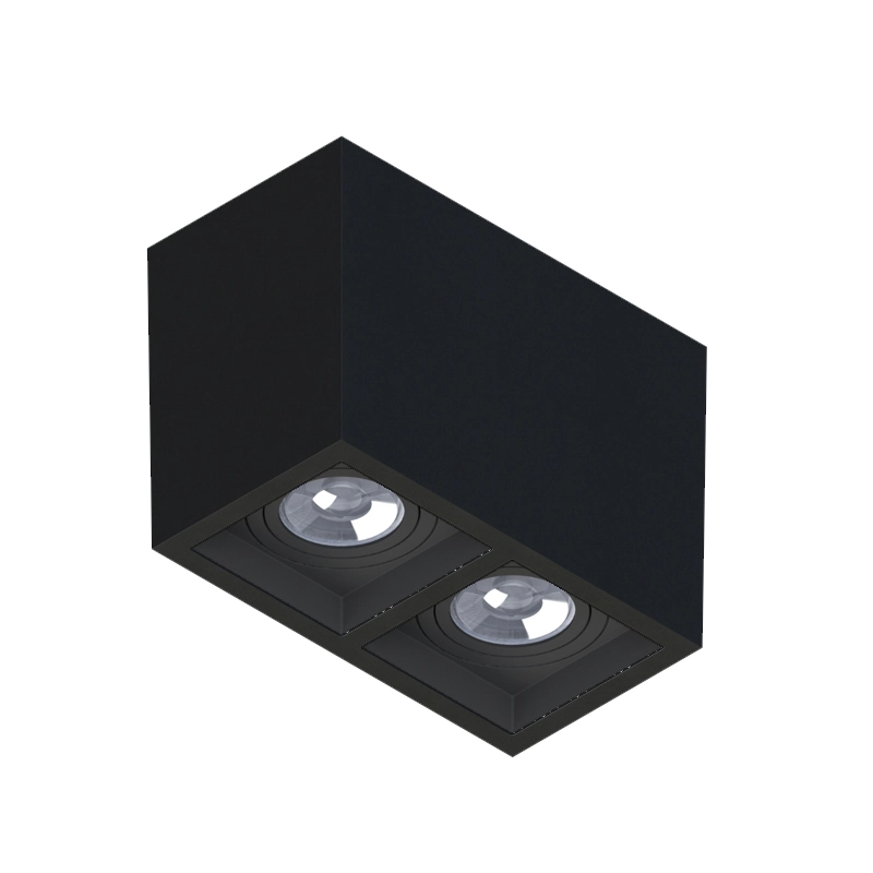 Spot de Sobrepor 2 Lâmpadas Dicroica Plástico Preto Boxit Save Energy