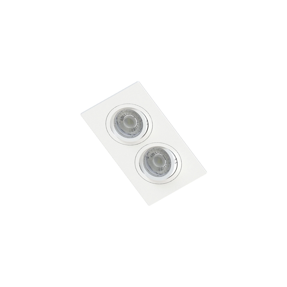 Spot De Embutir Plano Save Energy Para 2 Lâmpadas Mr16 Gu10 Bivolt Branco
