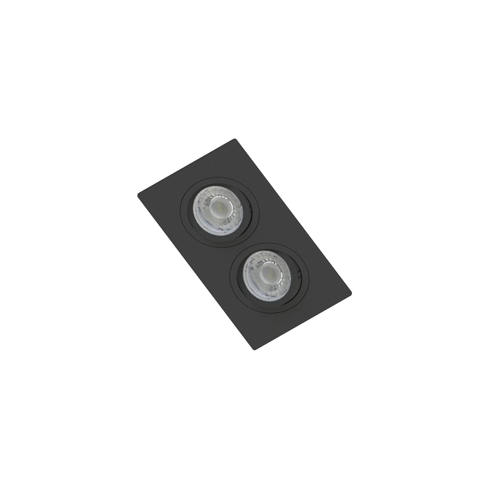 Spot De Embutir Plano Save Energy Para 2 Lâmpadas Mr16 Gu10 Bivolt Preto