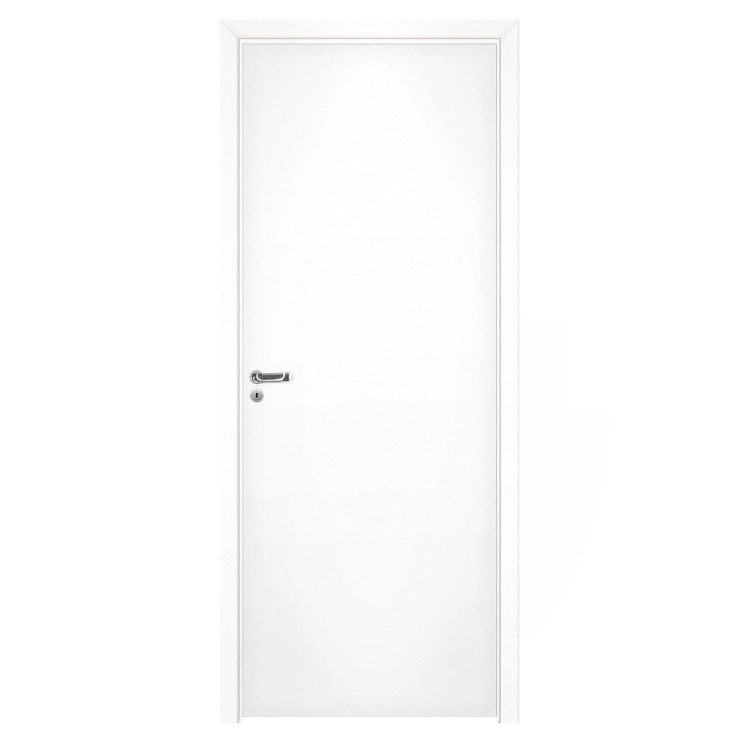 Kit Porta De Madeira Reversível 210x80cm Batente 08x06cm Pinhal Branco Laka Uv Lisa