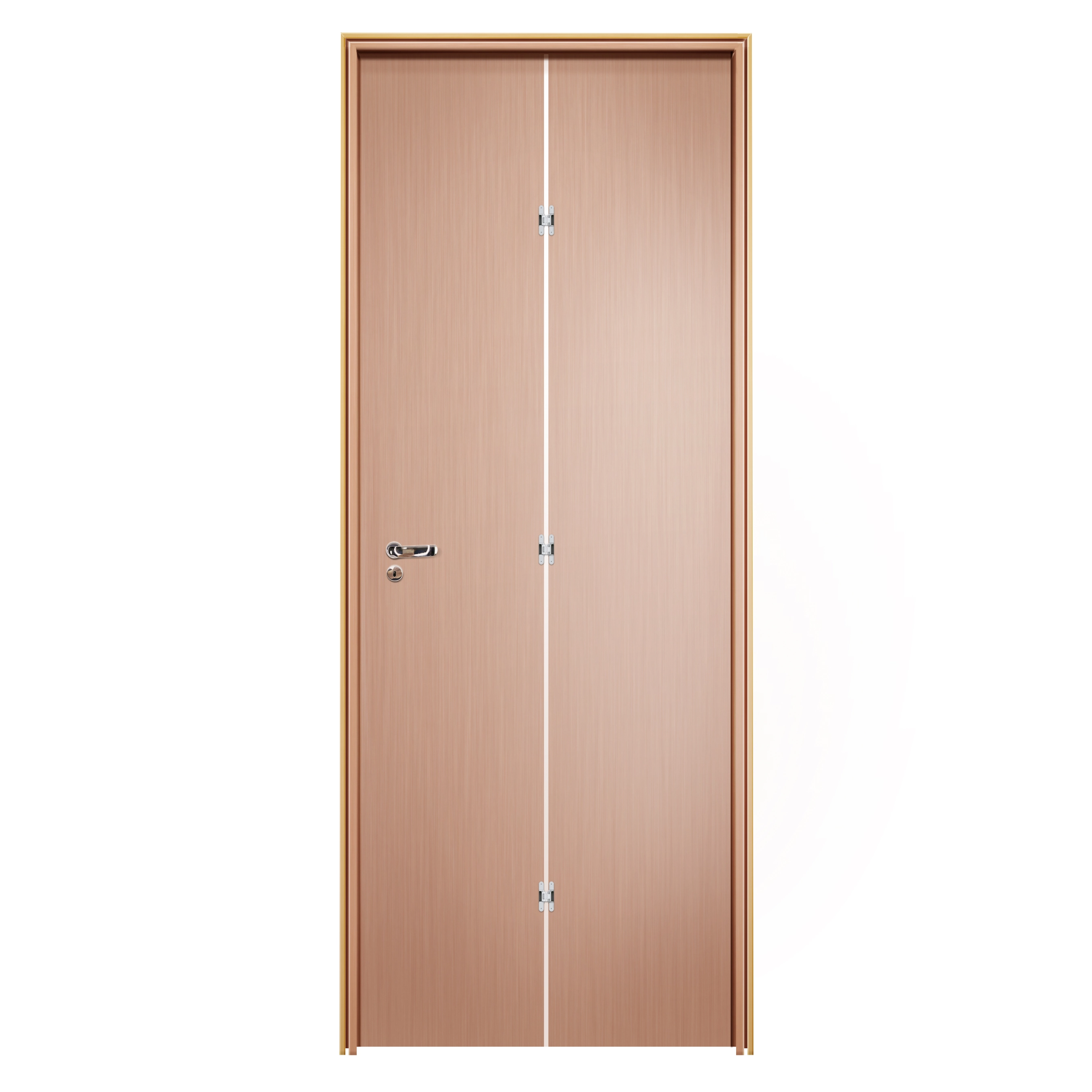 Kit Porta Madeira Camarão Direito Marrom 210x80cm Sarrafeada com Batente Lisa Pinhal Portas