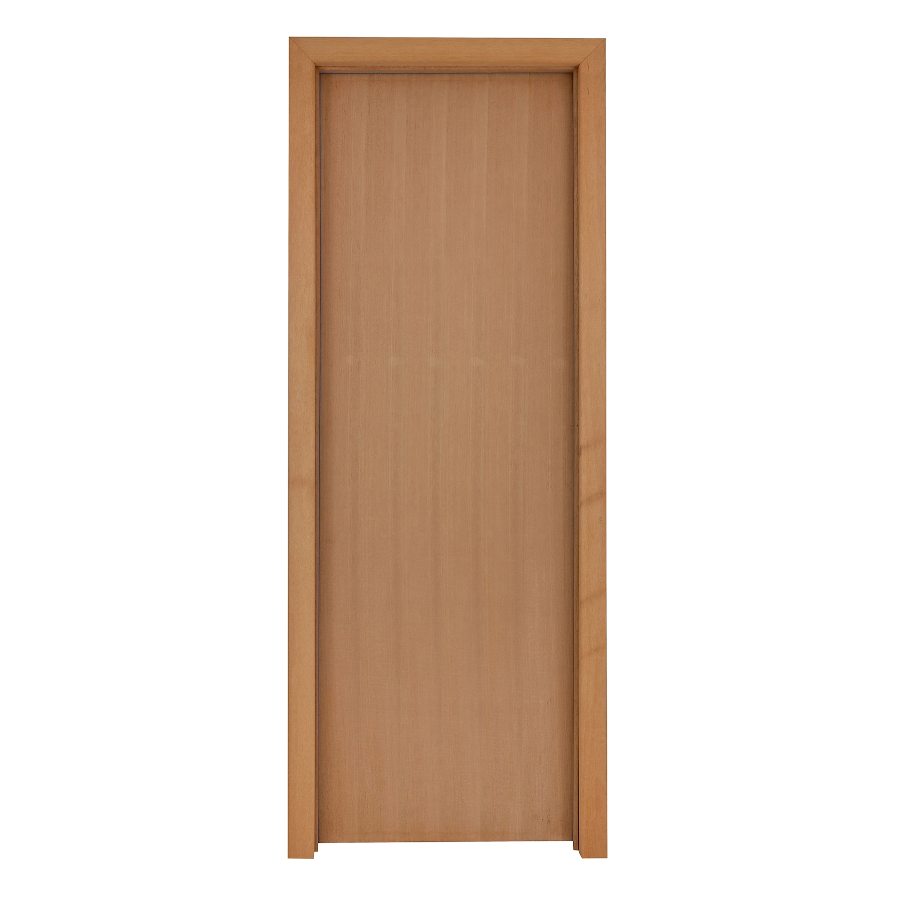 Kit Porta Madeira de Giro Direito Marrom 210x60cm Sarrafeada com Batente Regulável 10 a 15cm Lisa Pinhal Portas