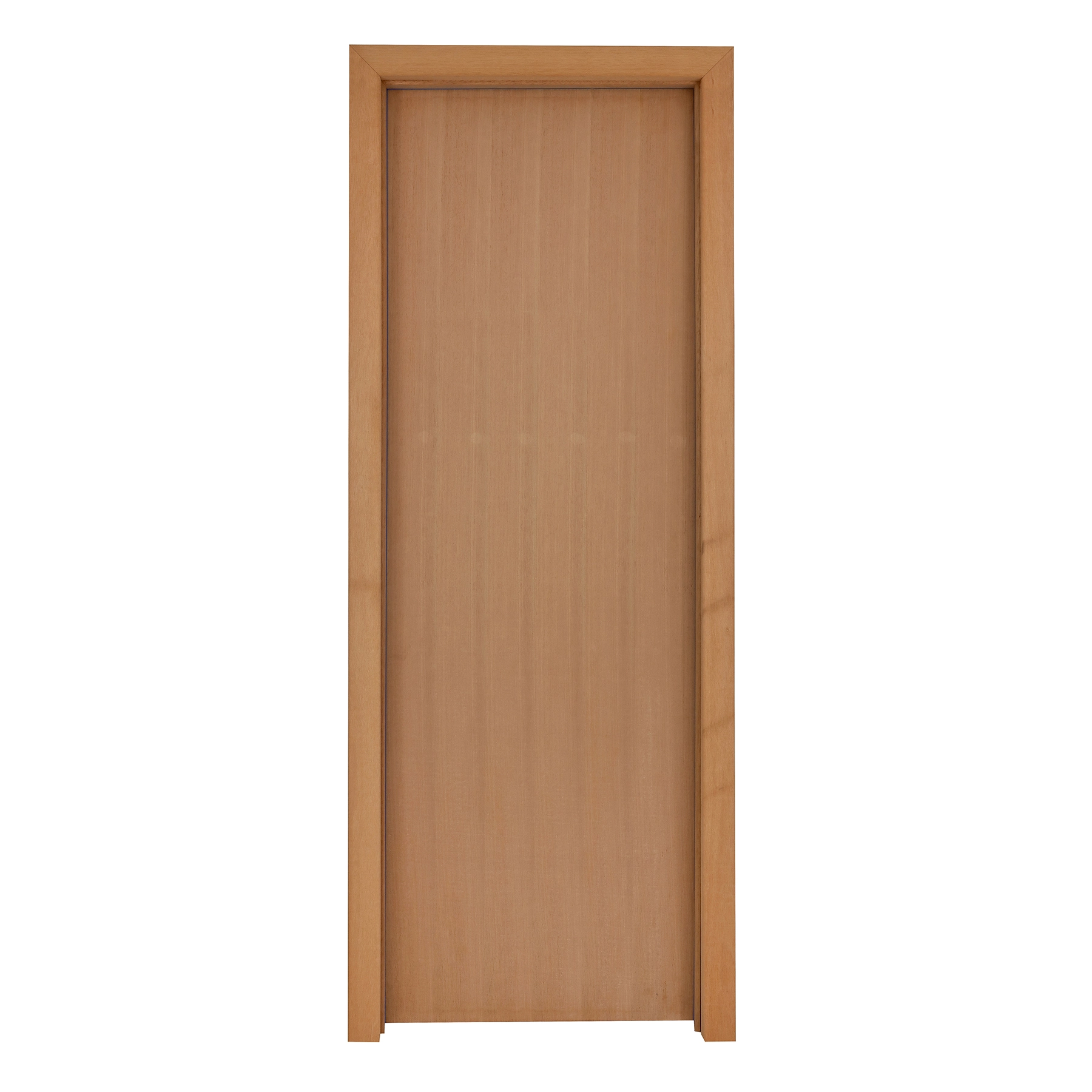 Kit Porta Madeira de Giro Direito Marrom 210x70cm Sarrafeada com Batente Regulável 10 a 15cm Lisa Pinhal Portas