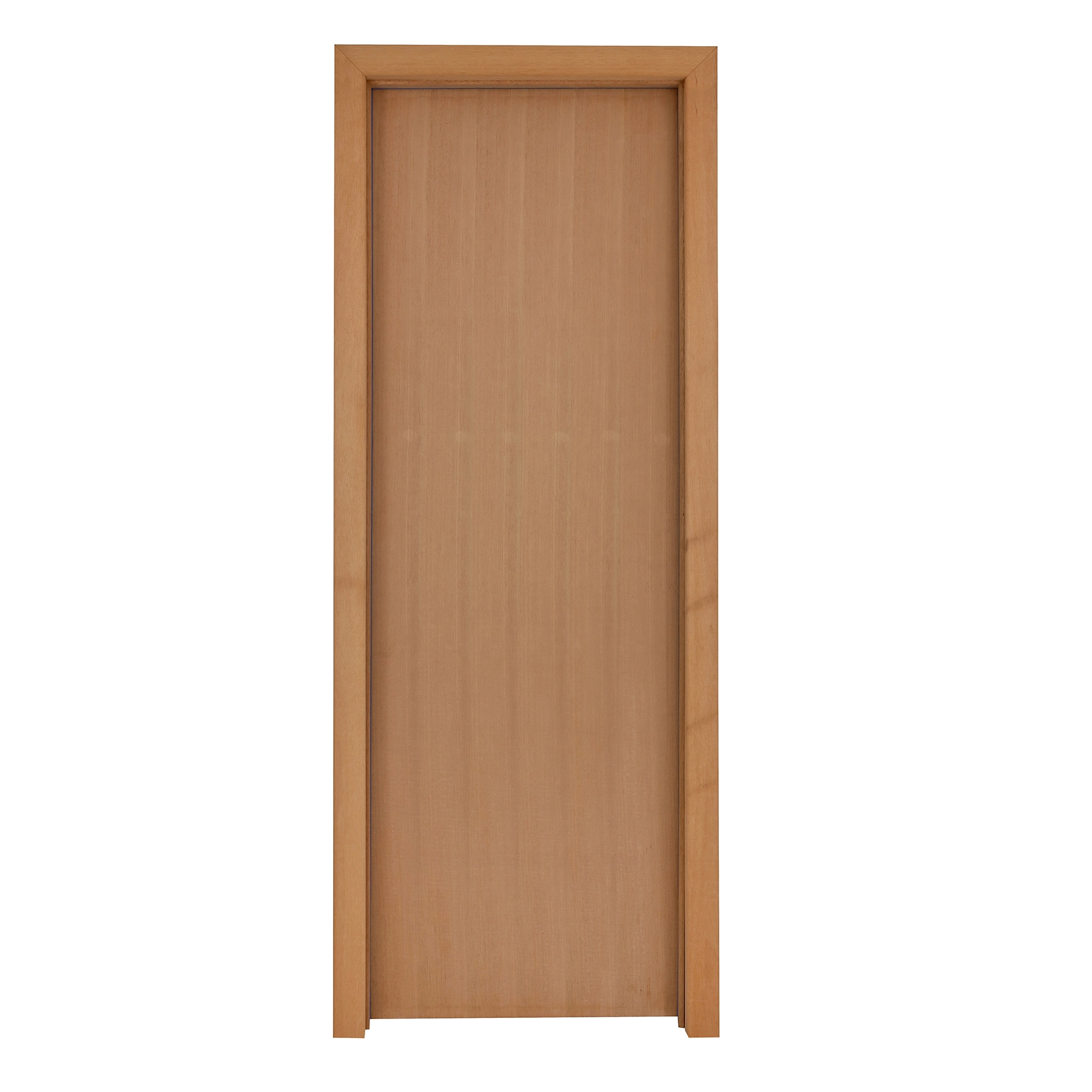 Kit Porta Madeira de Giro Direito Marrom 210x80cm Sarrafeada com Batente Regulável 10 a 15cm Lisa Pinhal Portas