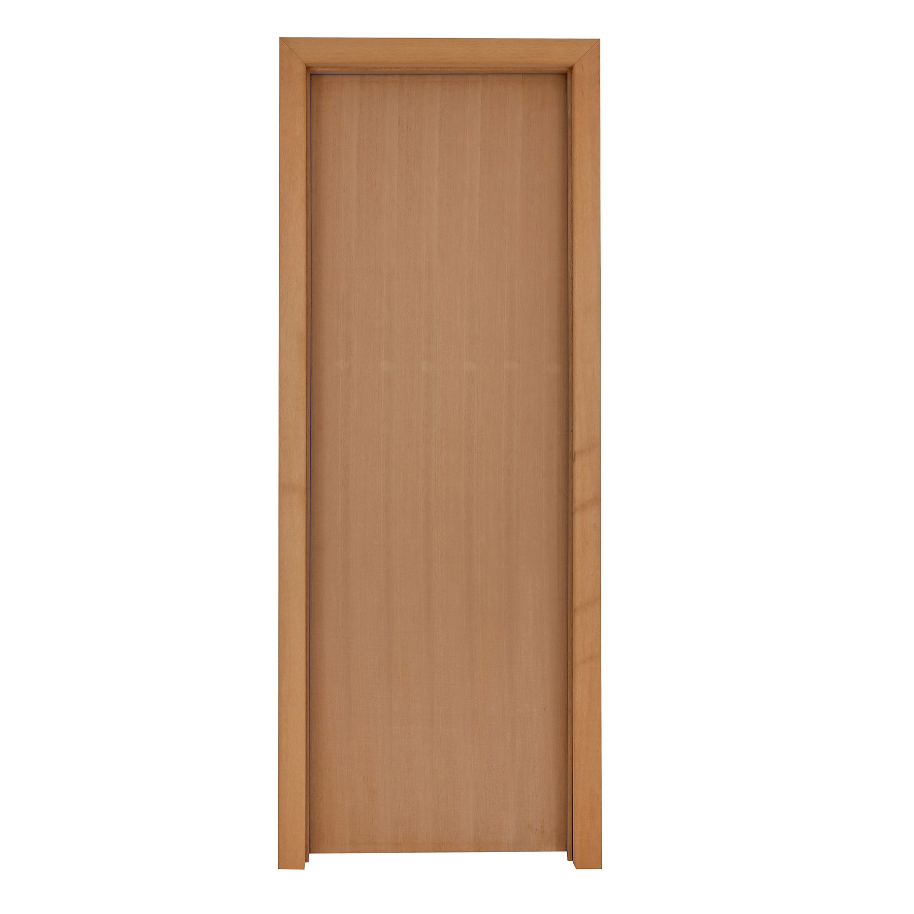 Kit Porta Madeira de Giro Esquerdo Marrom 210x60cm Sarrafeada Batente 15 a 20cm Lisa Pinhal Portas