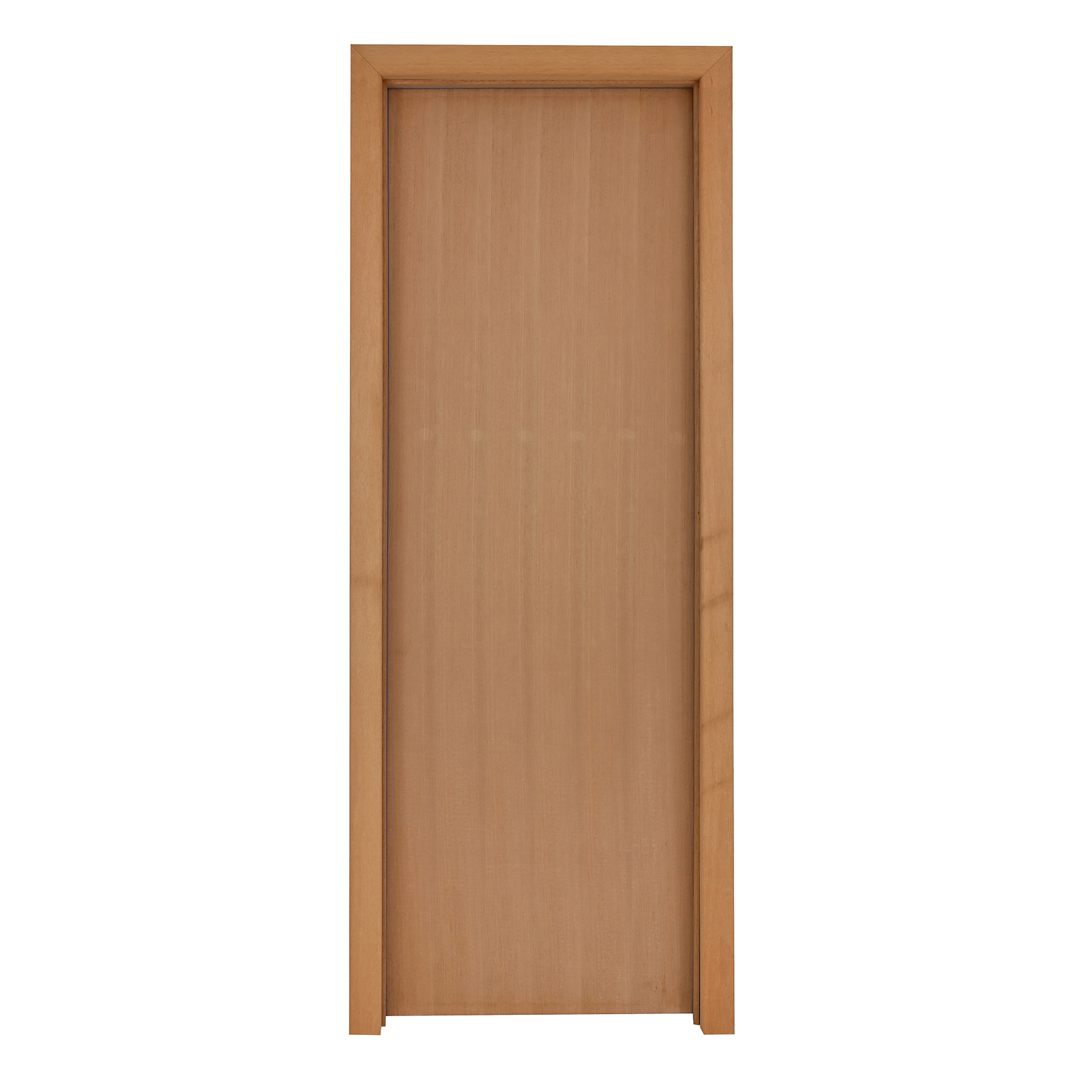 Kit Porta Madeira de Giro Esquerdo Marrom 210x70cm Sarrafeada Batente 15 a 20cm Lisa Pinhal Portas