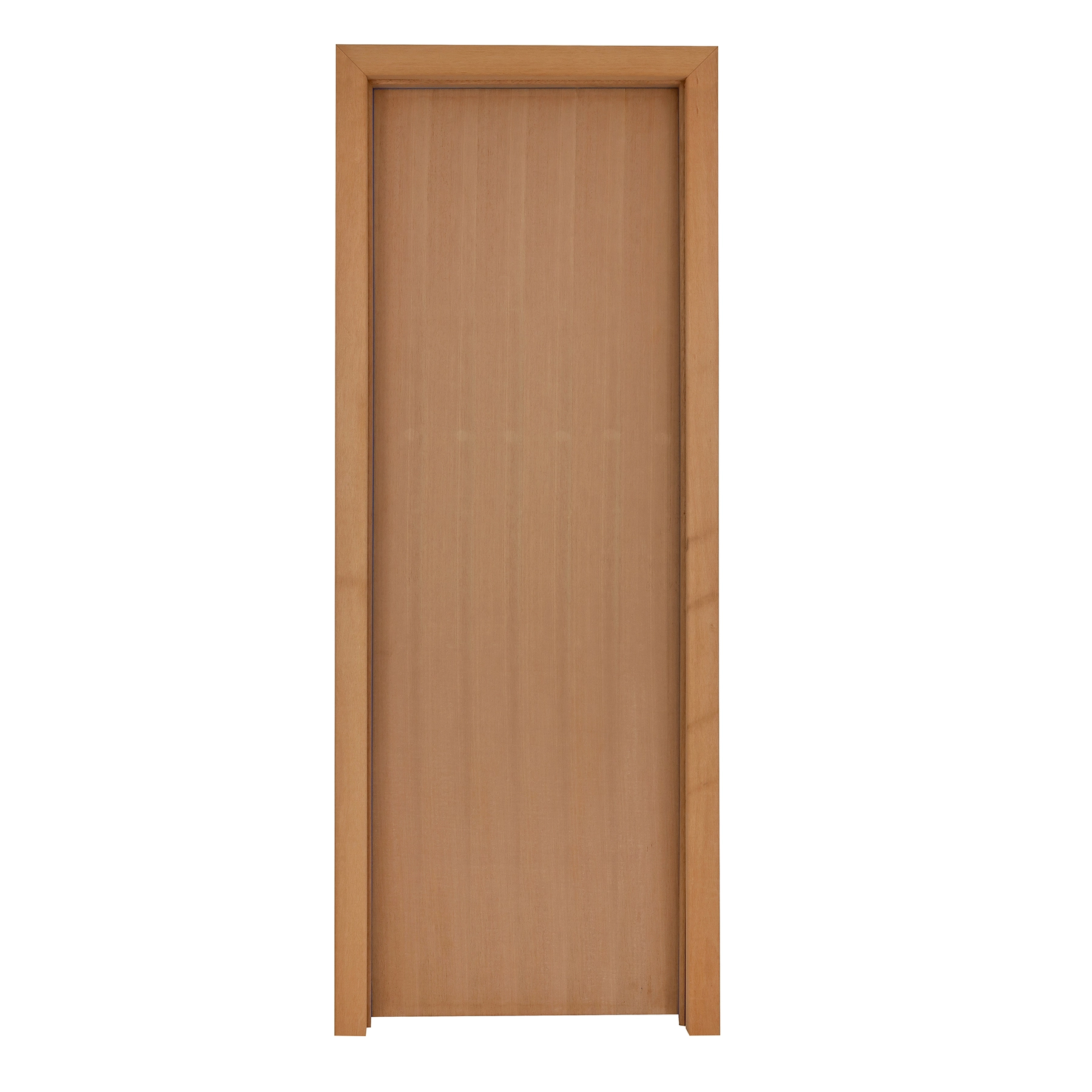 Kit Porta Madeira de Giro Esquerdo Marrom 210x80cm Sarrafeada Batente 15 a 20cm Lisa Pinhal Portas