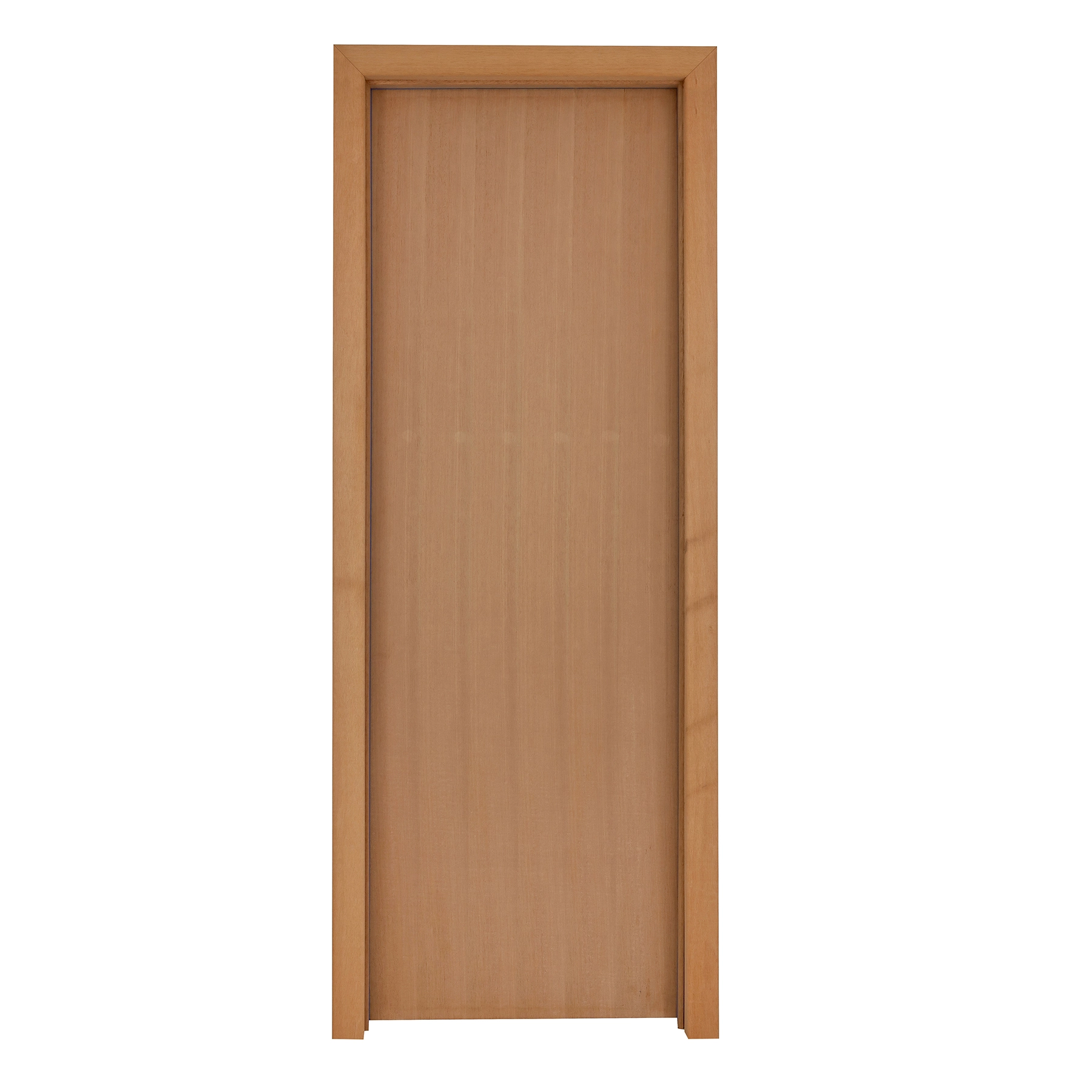 Kit Porta Madeira de Giro Direito Marrom 210x90cm Sarrafeada com Batente Regulável 10 a 15cm Lisa Pinhal Portas