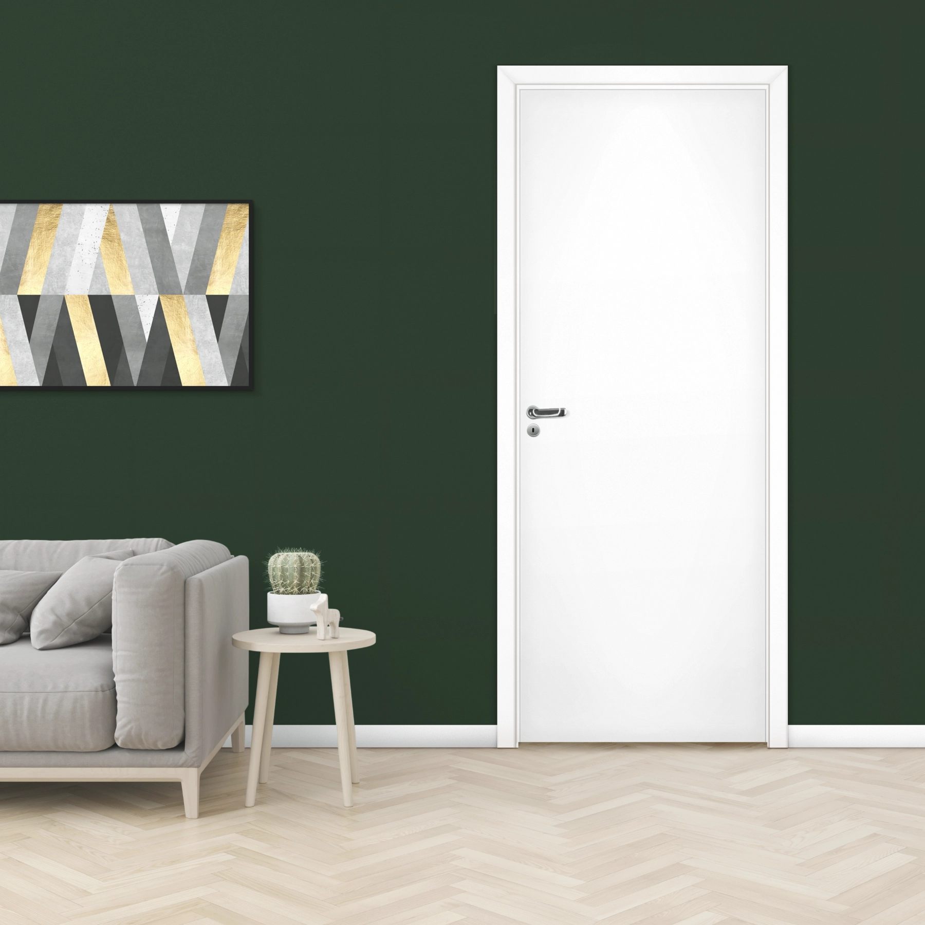 Kit Porta Madeira de Giro Direito|Esquerdo Branco 210x60cm com Batente Regulável 14 a 18cm Lisa Pinhal Portas