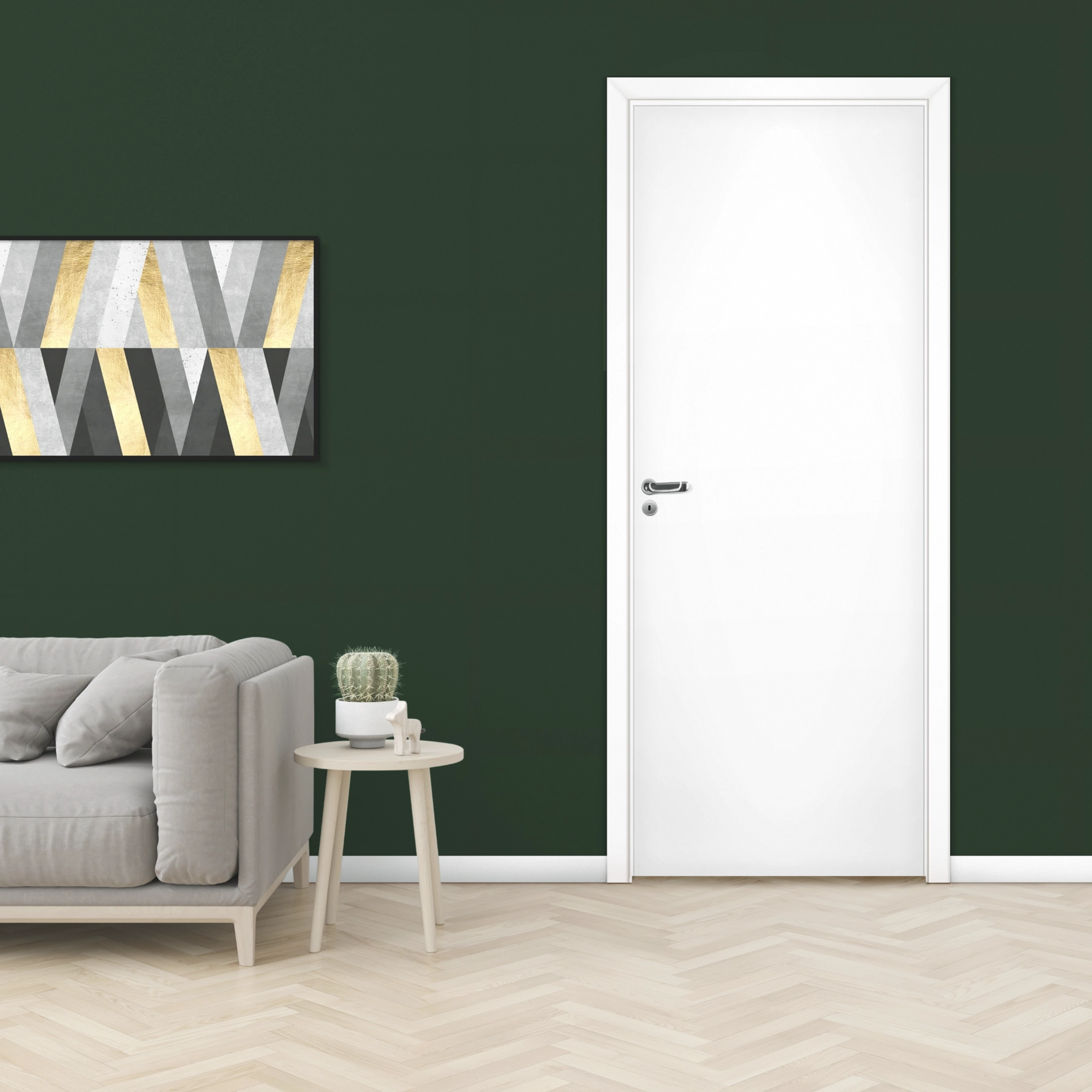 Kit Porta Madeira de Giro Direito|Esquerdo Branco 210x70cm com Batente Regulável 14 a 18cm Lisa Pinhal Portas