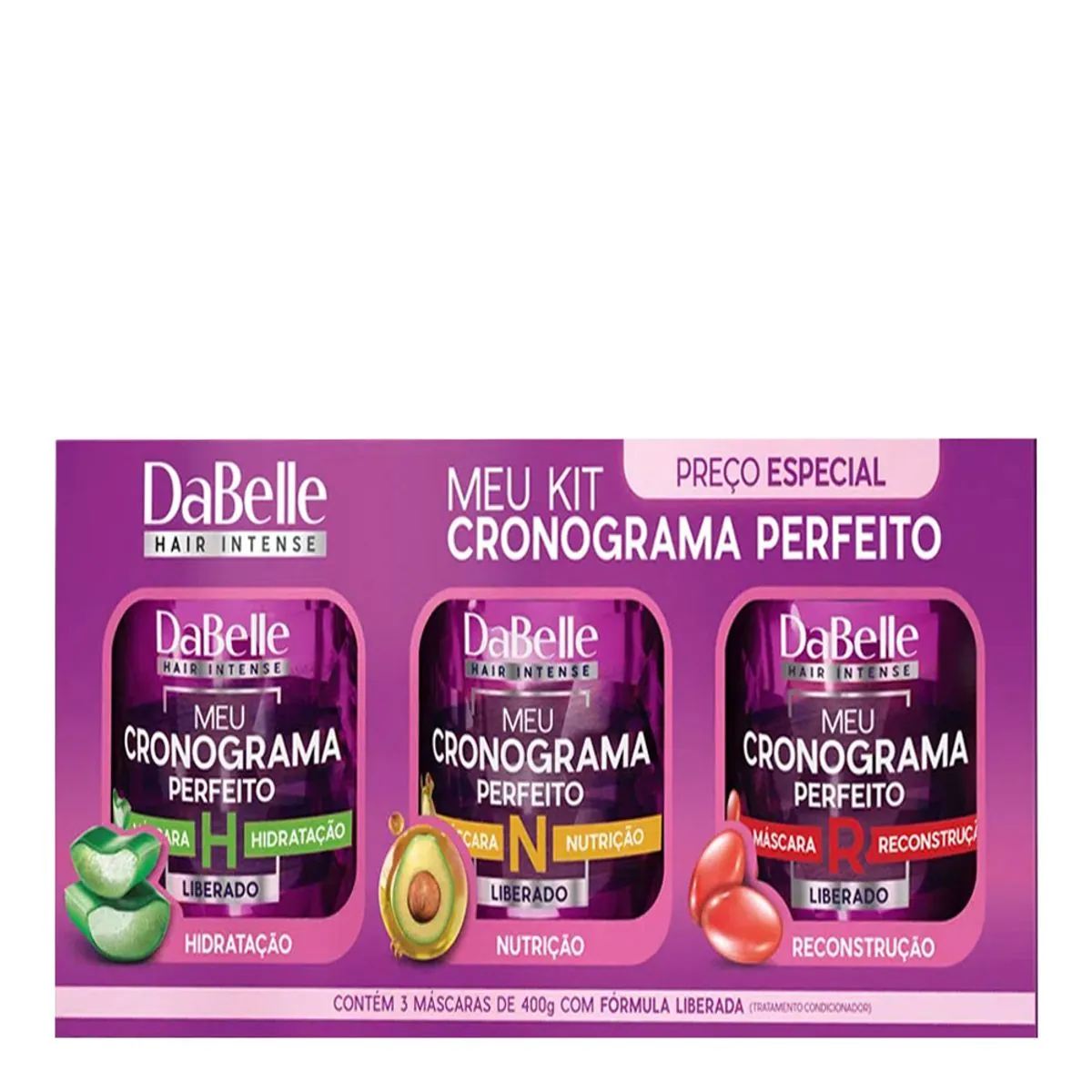 Kit 3 Máscaras de Tratamento Dabelle Meu Crono Perfeito 1.2kg