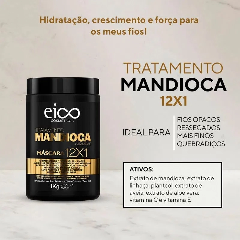 Máscara Eico Tratamento Mandioca Pote 1kg