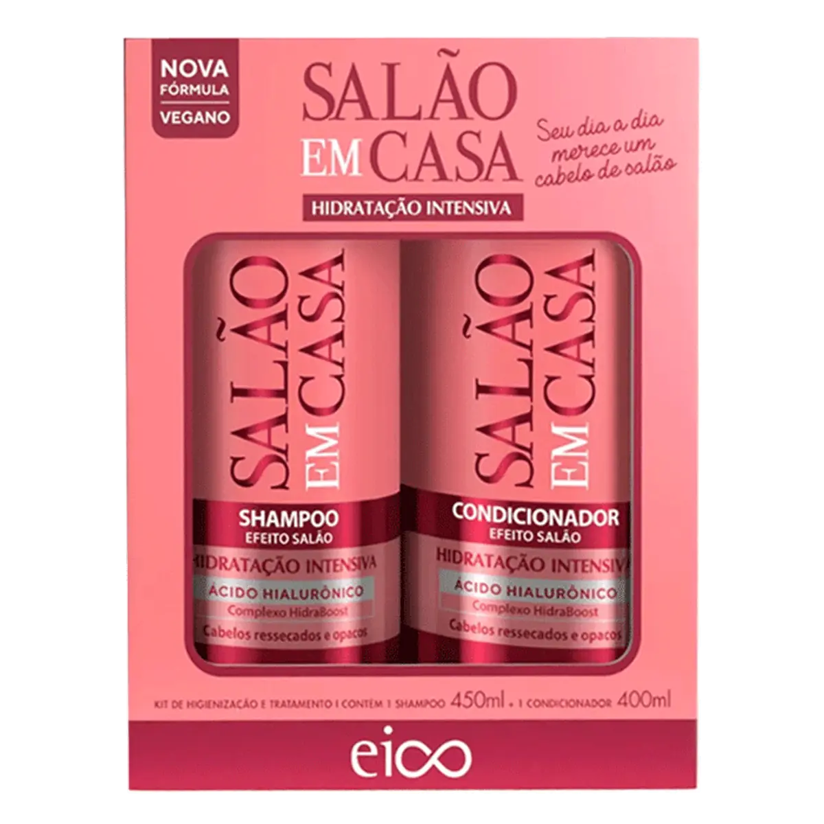 Kit Salão em Casa Shampoo e Condicionador Eico Hidratração Intensiva 450/400ml