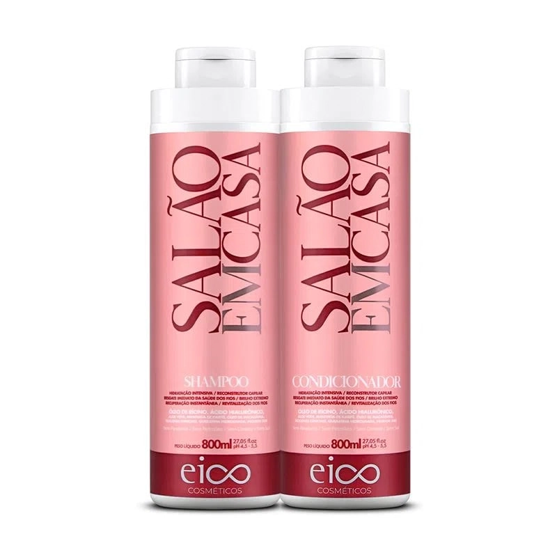 Kit Salão em Casa Shampoo e Condicionador Eico Hidratração Intensiva 800/750ml