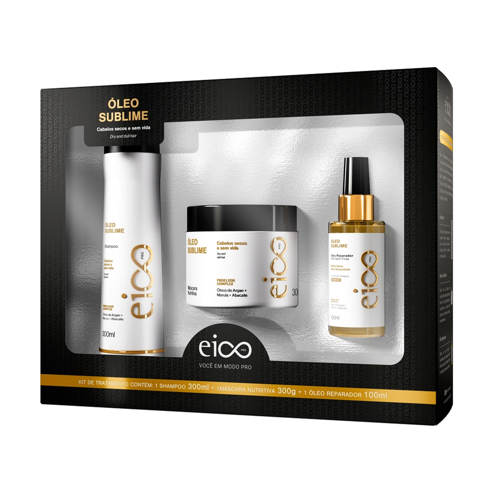 Kit Shampoo 300ml Máscara 300g óleo 100ml Eico Pro óleo Sublime