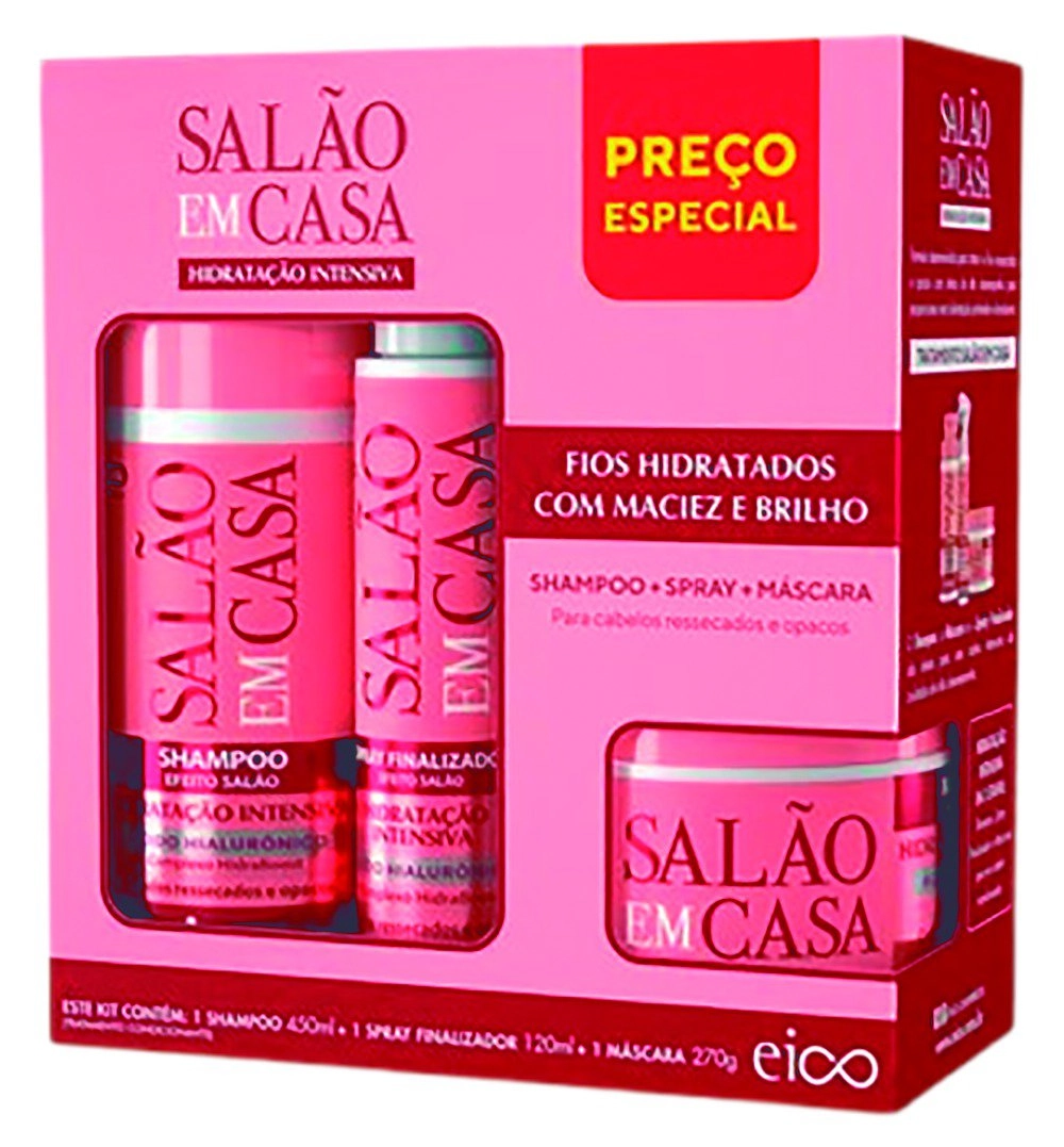 Kit Eico Trat Fluido Salao Em Casa Hidrat Intens 840ml