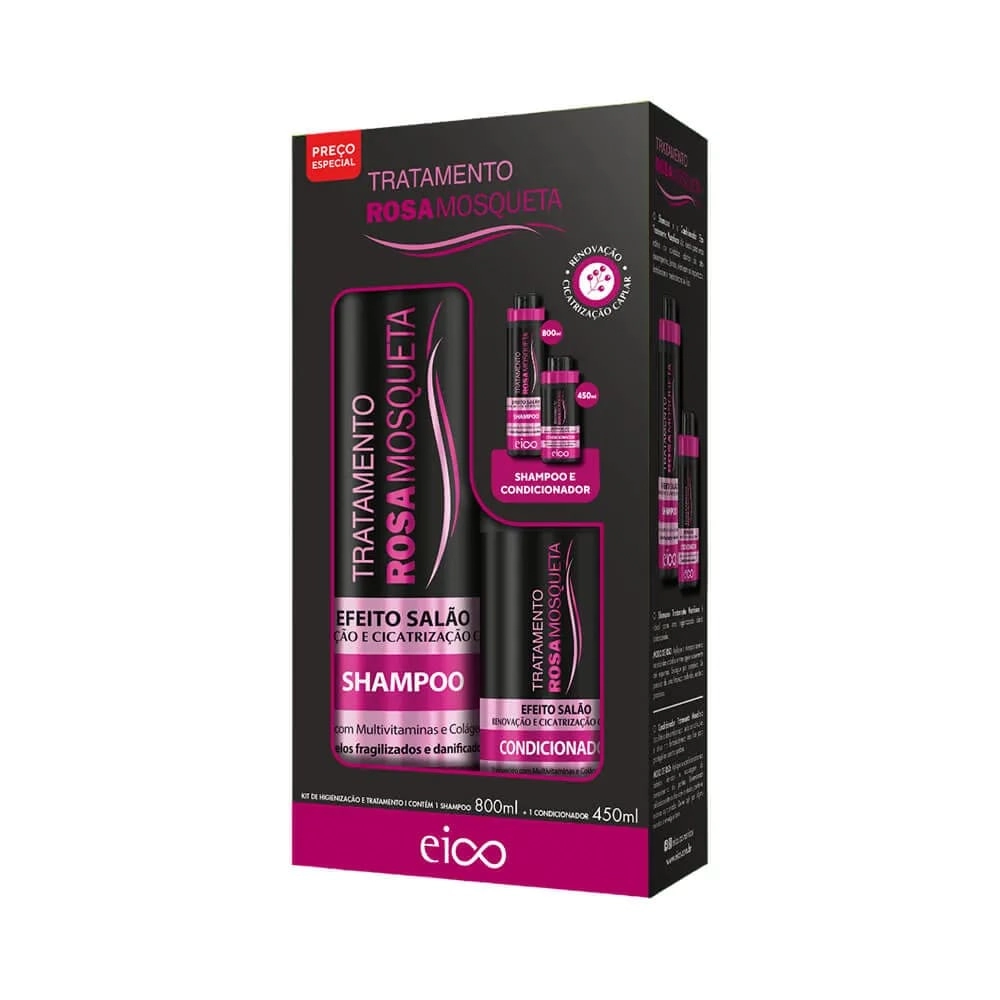 Kit Eico Sh 800ml Cond 450ml Rosa Mosqueta