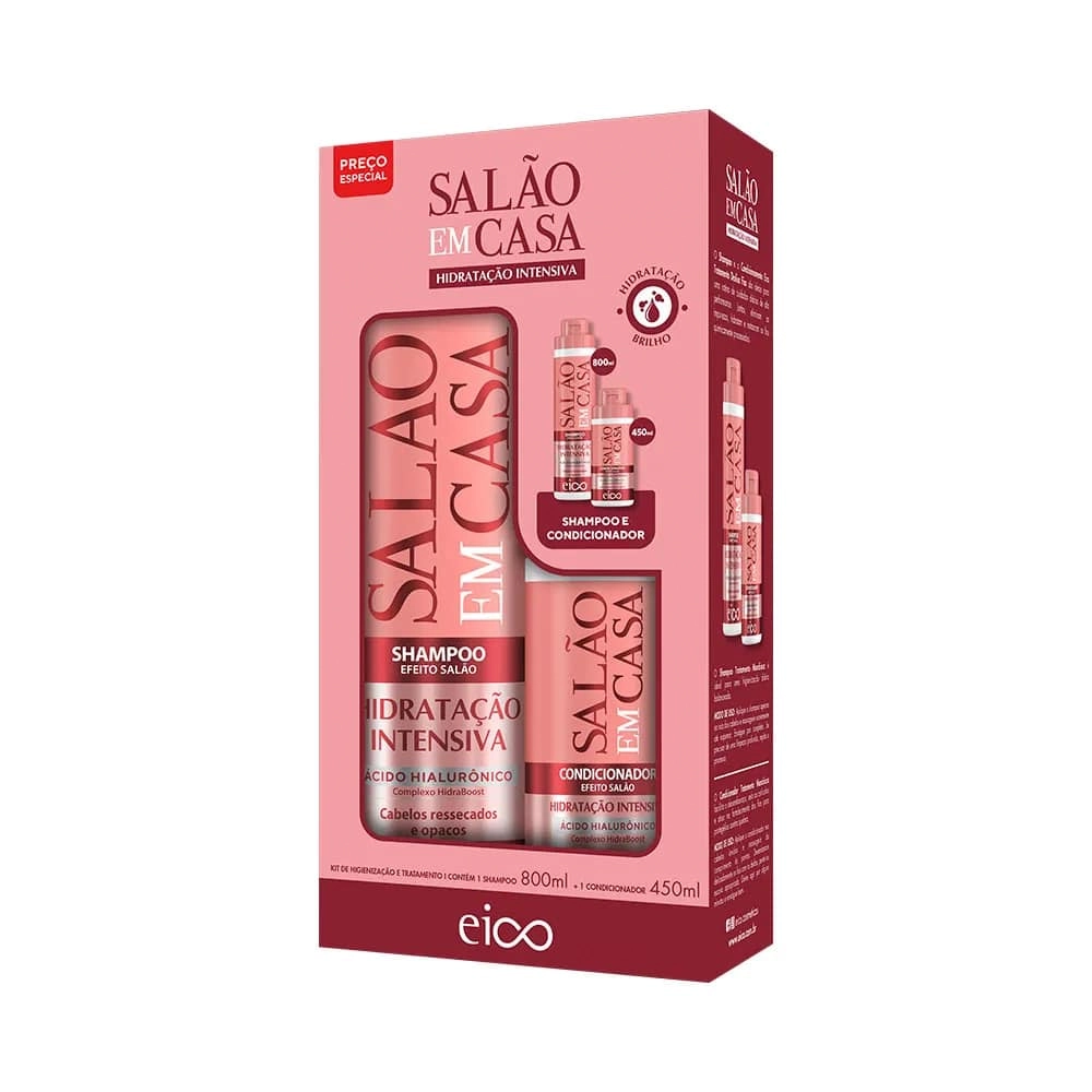 Kit Eico Sh 800ml Cond 450ml Salao Em Casa Hidra Intensiva