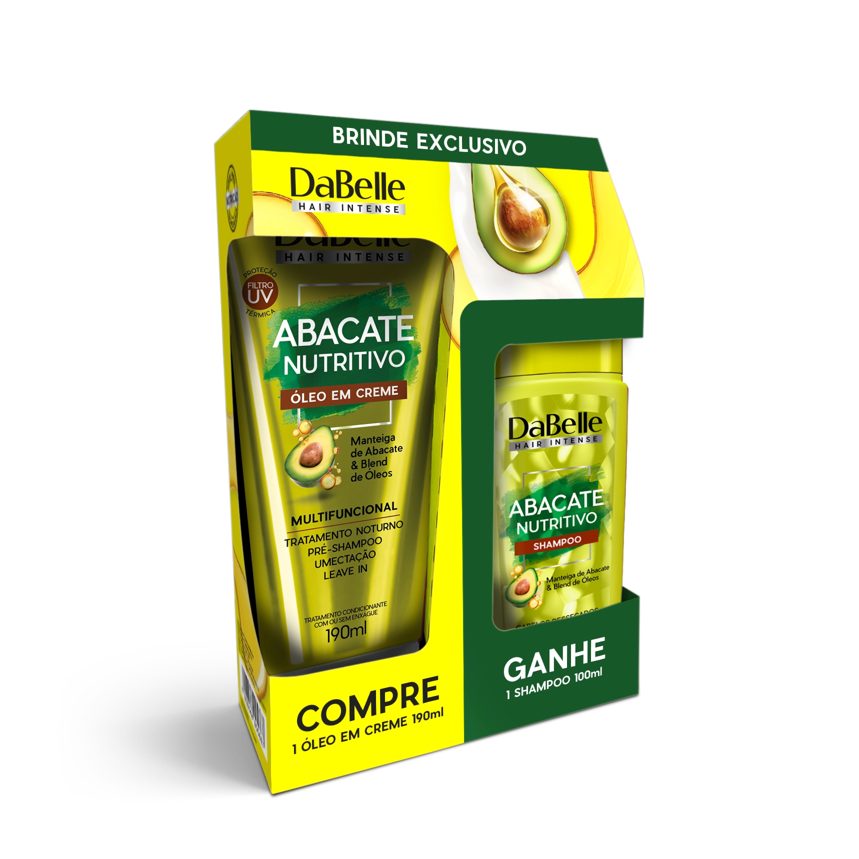 Kit Dabelle Sh 100ml Oleo Em Creme 190ml Abacate Nutritivo