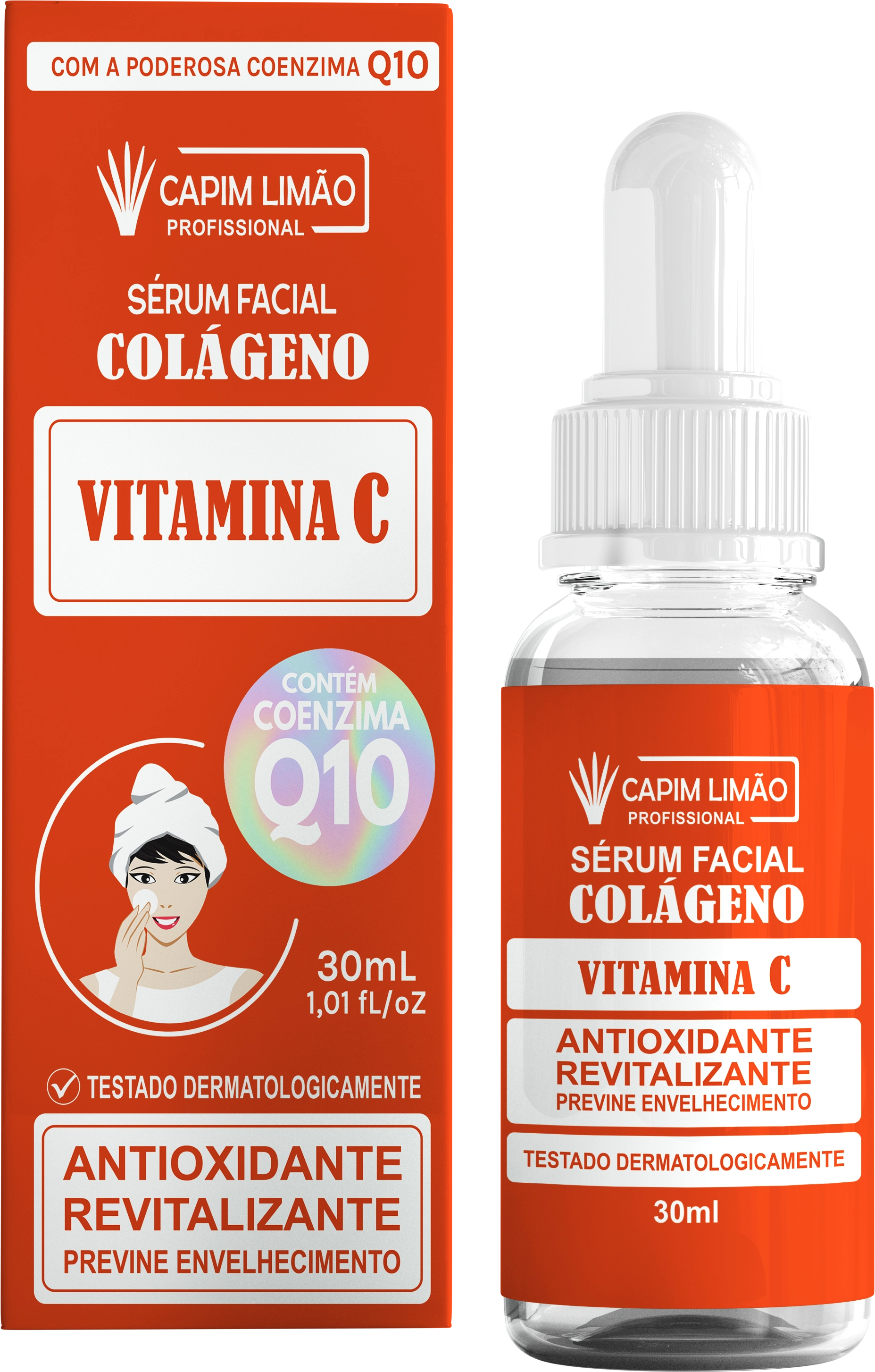 Serum Facial Colageno Vitamina C Q10 Caím Limão 30ml