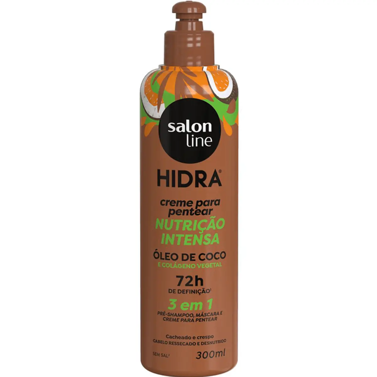 Salon Line Sos Cachos Cr Pentear Hidra 300ml 3 Em 1 Oleo De Coco