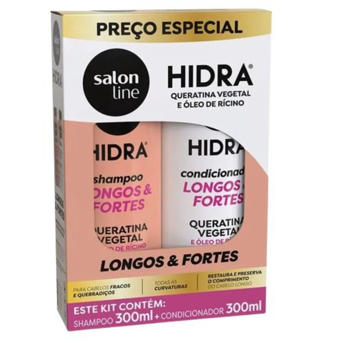 Salon Line Hidra Kit Sh Cond 300ml Queratina E Oleo Ricino