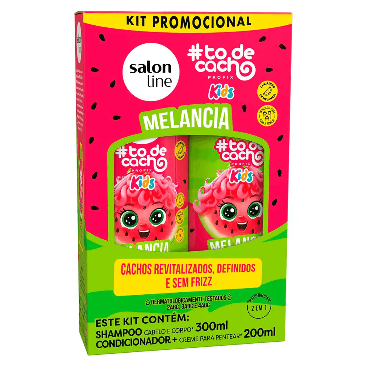 Kit Salon Line Sh 300ml Cond 200ml Kids Todecacho Melancia 1un