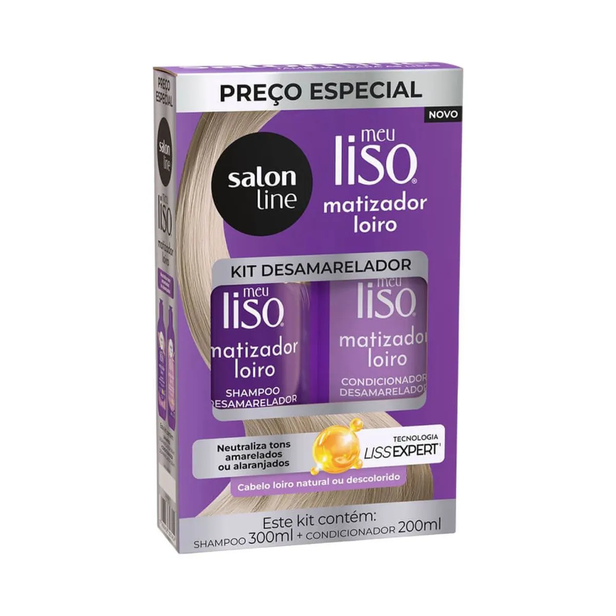 Kit Sh 300ml Cond 200ml S Line Meu Liso Matizador Loiro