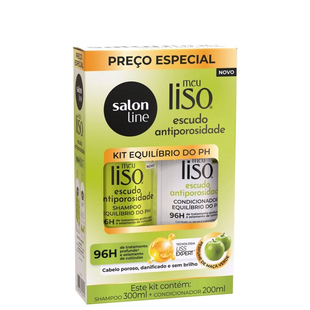 Kit Sh 300ml Cond 200ml S Line Meu Liso Escuro Antiporosidade