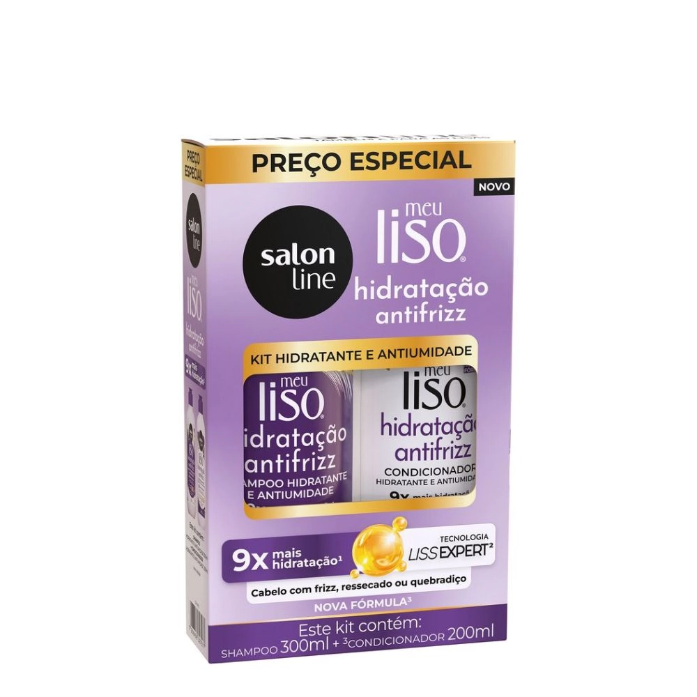 Kit Sh 300ml Cond 200ml S Line Meu Liso Hidratacao Antifrizz