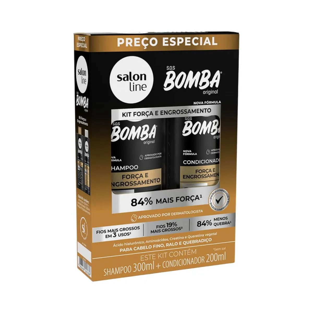 Kit S Line Sh 300ml Cond 200ml Sos Bomba 200ml Forca E Engrossamento