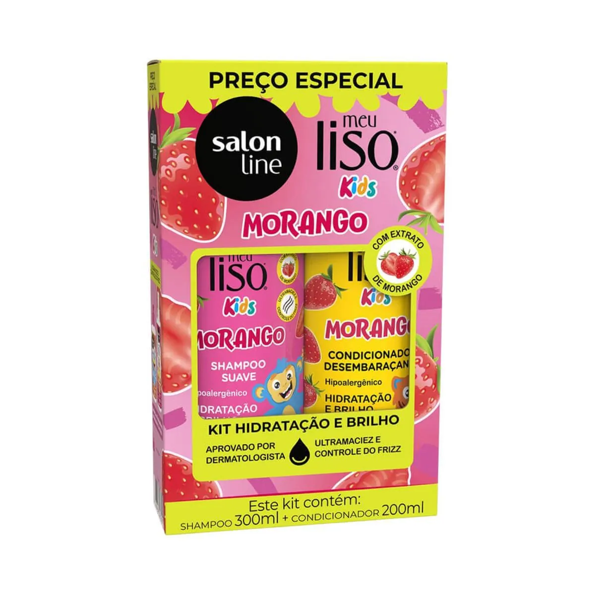 Kit Sh 300ml Cond 200ml S Line Meu Liso Kids Morango