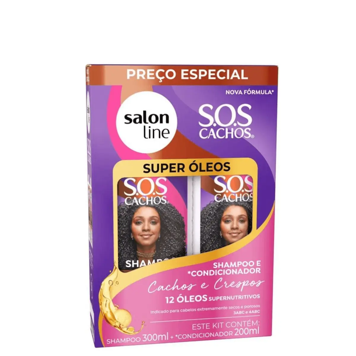 Kit S Line Sh 300ml Cond 200ml Sos Cachos Super Oleos