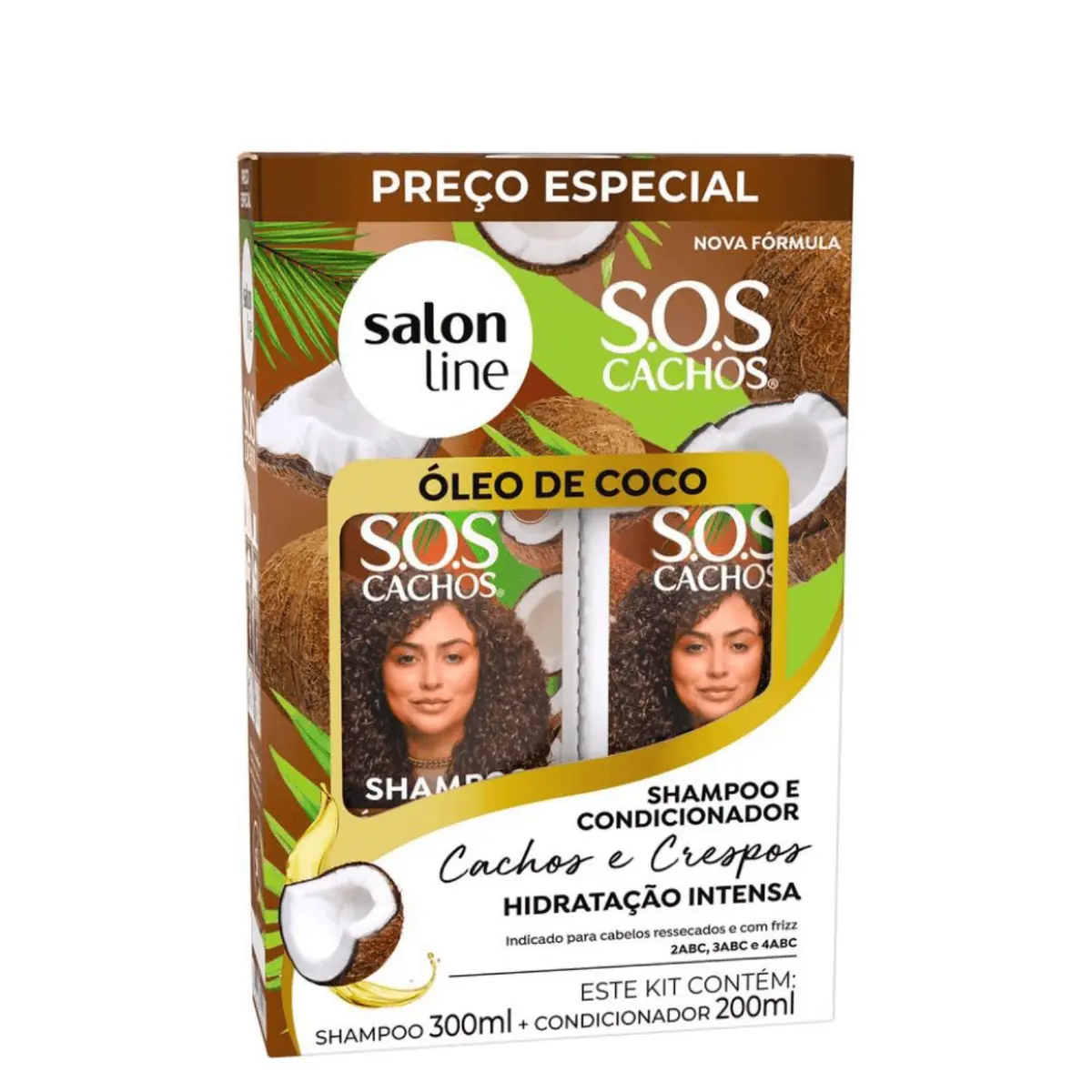 Kit S Line Sh 300ml Cond 200ml Sos Cachos Oleo De Coco