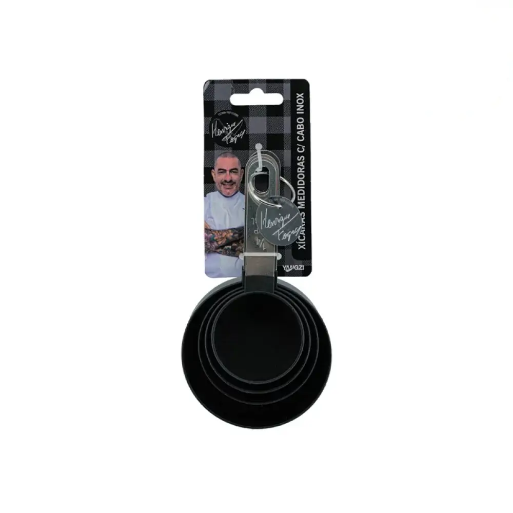 Xicaras Medidoras Inox Fogaca C/cabo Yazi 4pc