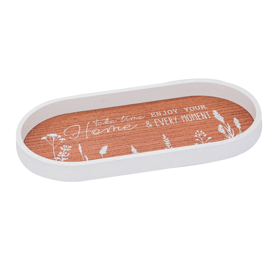 Bandeja Decorativa Mdf Oval Br 39,5cm 26725 Tuut
