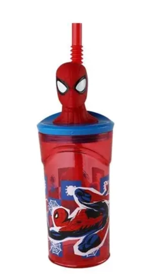 Copo 3d Canudo Homem Aranha 360ml 29501 Yangzi