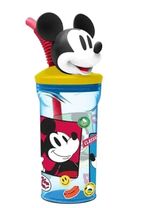 Copo 3d Canudo Mickey Happy 360ml 29784 Yangzi