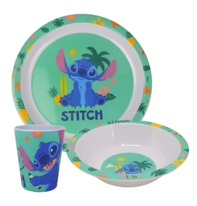 Kit Alimentacao Infantil Stitch 3pcs 30175 Yangzi