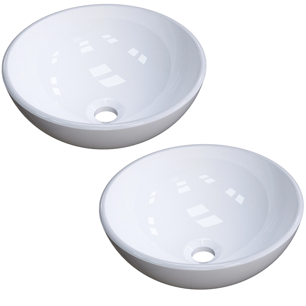 Kit 02 Cubas De Apoio 30 Cm Redonda C01 Para Banheiro Lavabo R30w Branco - Lyam Decor