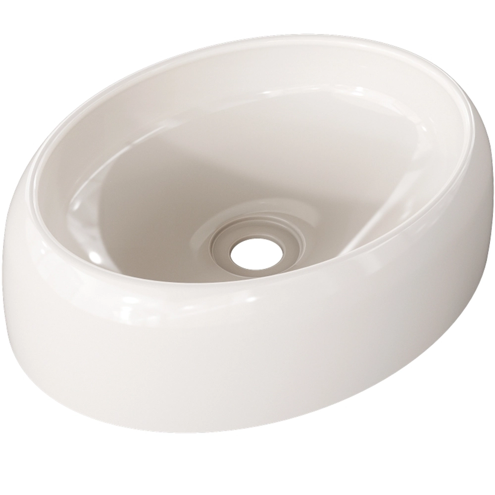 Cuba De Apoio Oval Para Banheiro Lavabo C01 Capri O39 Bege - Lyam Decor