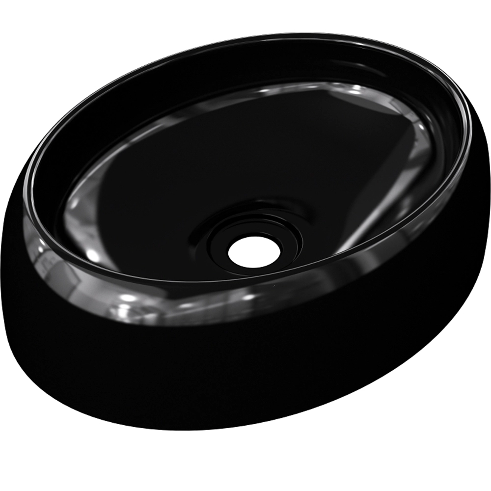 Cuba De Apoio Oval Para Banheiro Lavabo C01 Capri O39 Preto - Lyam Decor