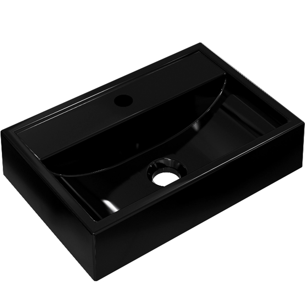 Cuba De Apoio Retangular Para Banheiro Lavabo C01 Q450 Preto - Lyam Decor