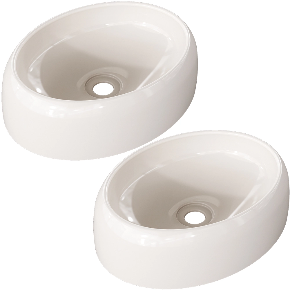 Kit 02 Cubas De Apoio Oval Para Banheiro Lavabo C01 Capri O39 Bege - Lyam Decor