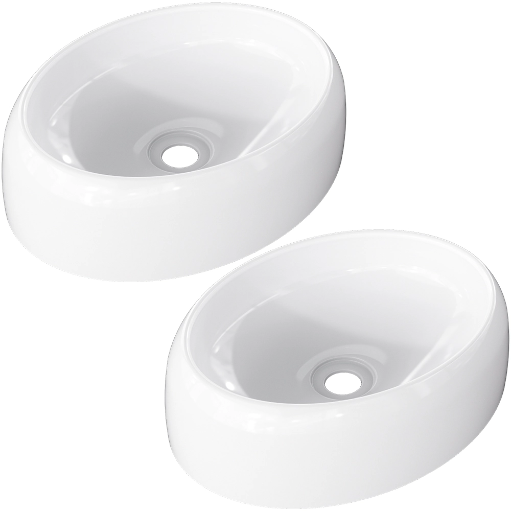 Kit 02 Cubas De Apoio Oval Para Banheiro Lavabo C01 Capri O39 Branco - Lyam Decor