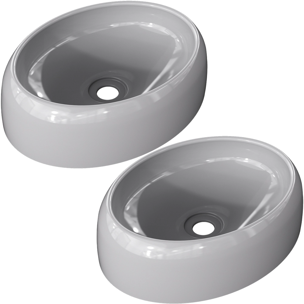 Kit 02 Cubas De Apoio Oval Para Banheiro Lavabo C01 Capri O39 Cinza - Lyam Decor