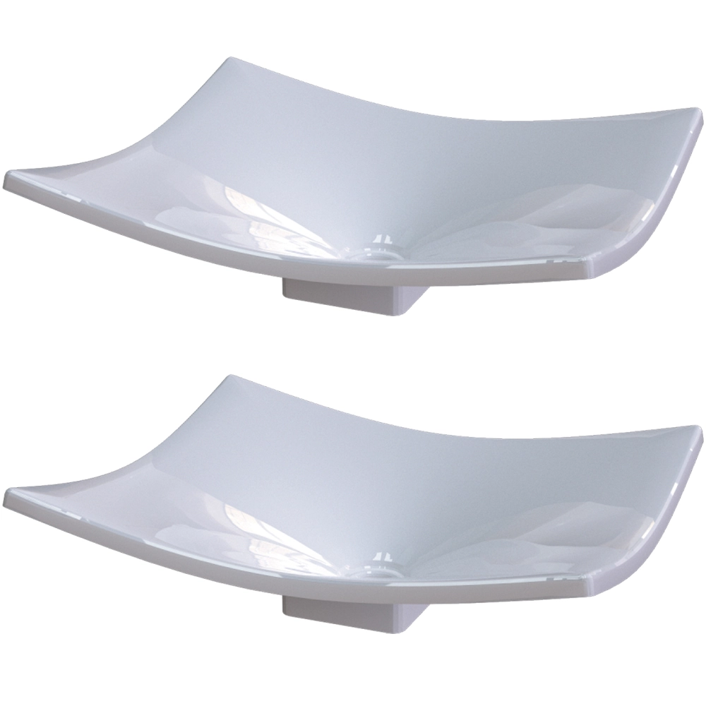 Kit 02 Cubas De Apoio Para Banheiro Lavabo C01 Folha F44 Branco - Lyam Decor
